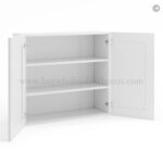 Frameless White Deco 30" Tall Wall Cabinet - 2 Doors 2 Shelves - Image 2