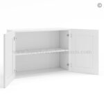 Frameless White Deco 24" Deep Wall Cabinet - 2 Doors 1 Shelf - Image 2