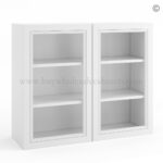 Frameless White Deco Wall Mullion Door 30"H - 2 Door 2 Shelves - Glass And Clips Not Included.