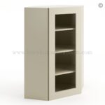Frameless Ivory White Wall Diagonal Mullion Door - 1 Door 3 Shelves - No Glass