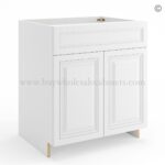 Frameless White Deco Sink Base Cabinet - 2 Doors & 1 False Drawer