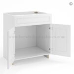 Frameless White Deco Sink Base Cabinet - 2 Doors & 1 False Drawer - Image 2