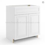 Frameless White Deco Vanity Sink Base Cabinet - 2 Doors And 1 False Drawer