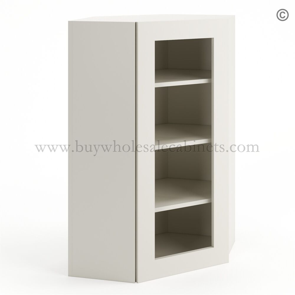 37-pearl-white-diagonal-glass-wall-cabinet-41-closed-no-glass Frameless Pearl White Wall Diagonal Mullion Door - 1 Door 3 Shelves - No Glass - Image 1