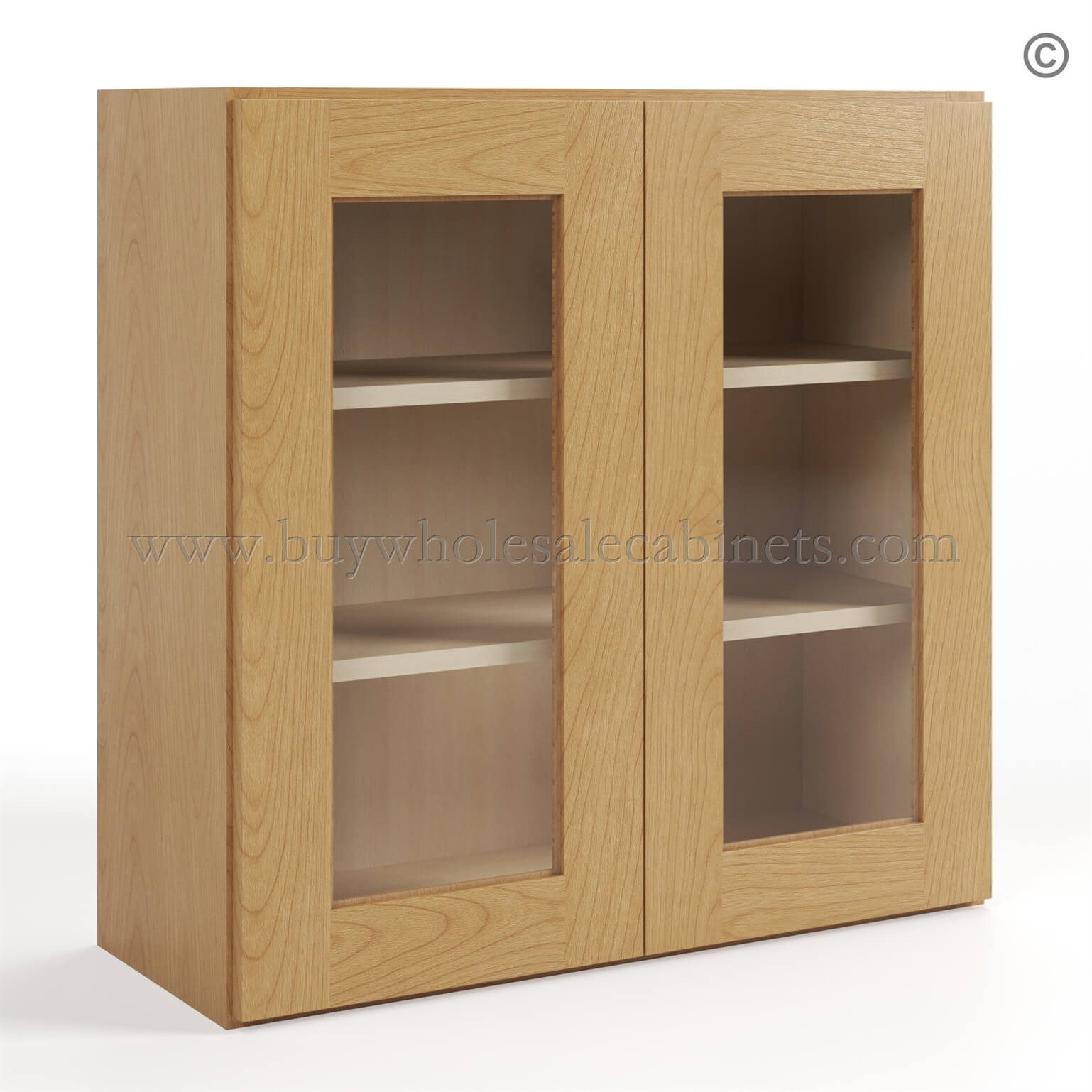 Treasure Chest Shaker 30 H Double Door Wall Cabinet with Glass Door