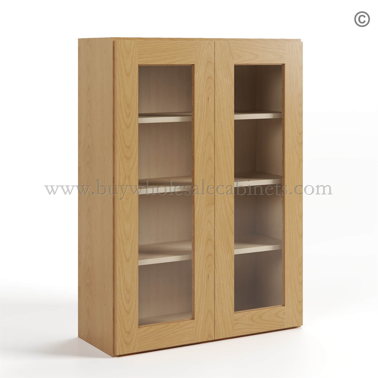 Treasure Chest Shaker 42 H Double Door Wall Cabinet with Glass Doors