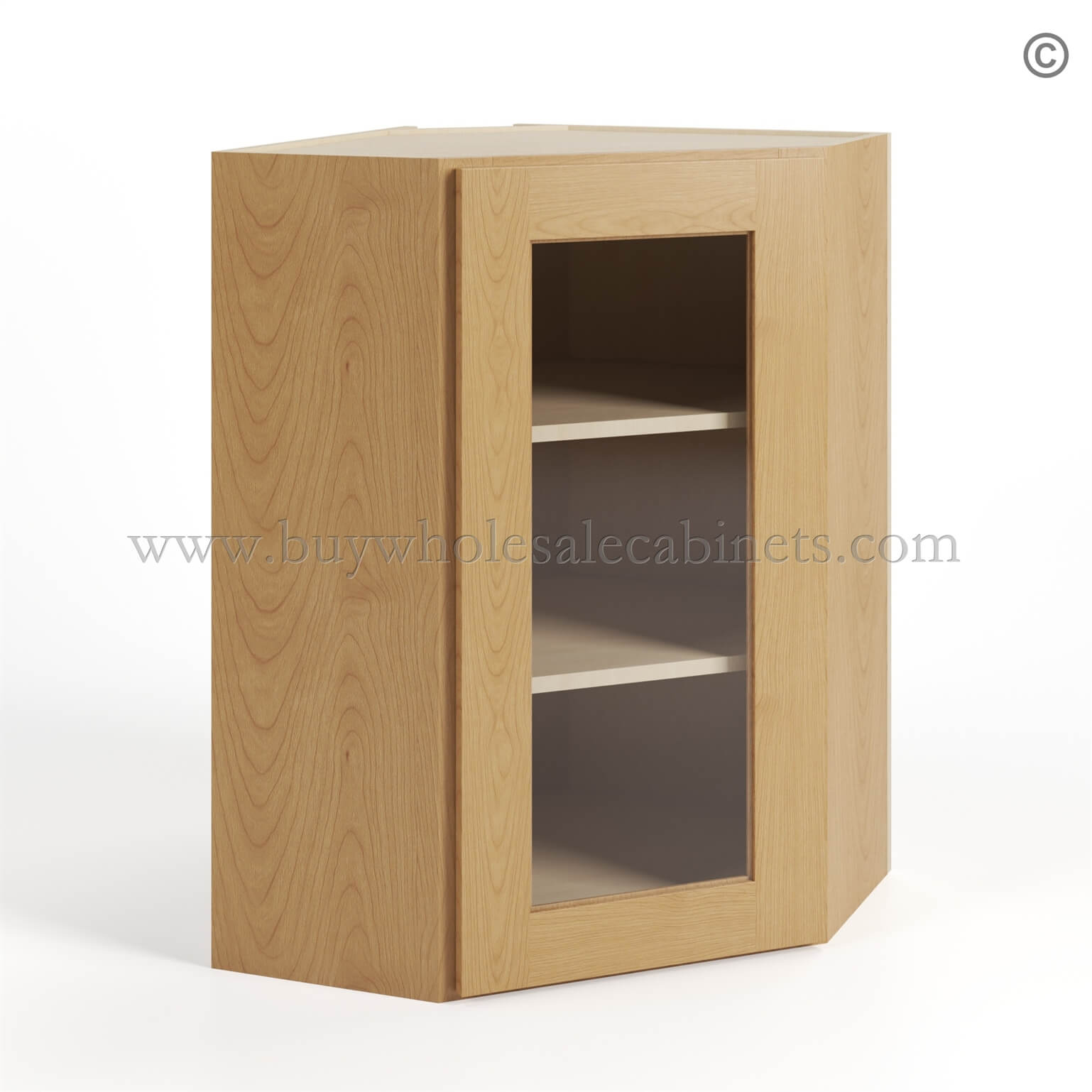 Treasure Chest Shaker 24 Diagonal Corner Wall Cabinet with Glass Door