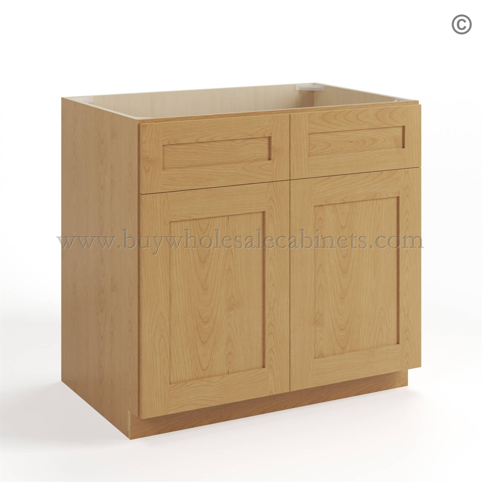 Treasure Chest Shaker Sink Base With Double Doors and False Drawers