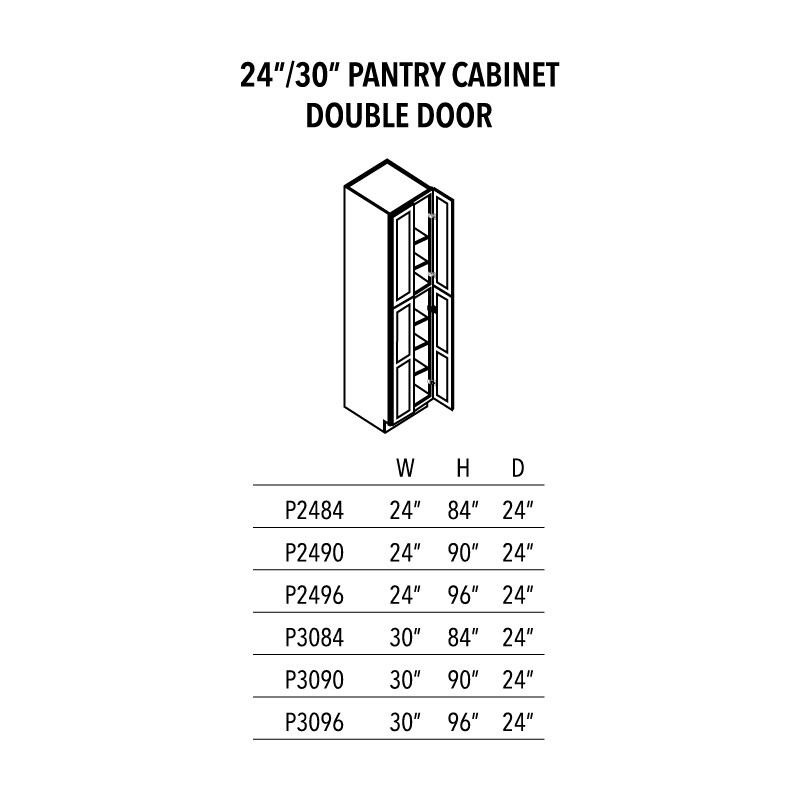 Unfinished Shaker 24"/30" Pantry Cabinet Double Door - Image 1