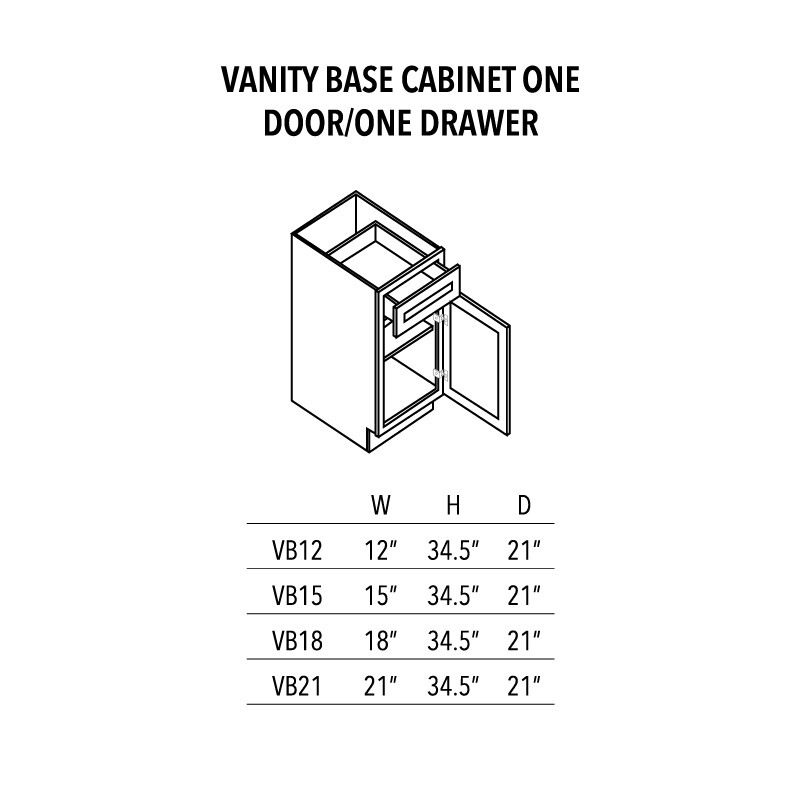Unfinished Shaker Vanity Base Cabinet One Door/One Drawer - Image 1
