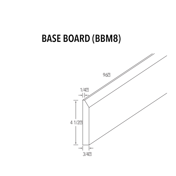 bbm8 Unfinished Shaker Base Board Molding (96") - Image 1