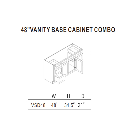 vsd48 Unfinished Shaker 48" Vanity Base Cabinet Combo - Image 1